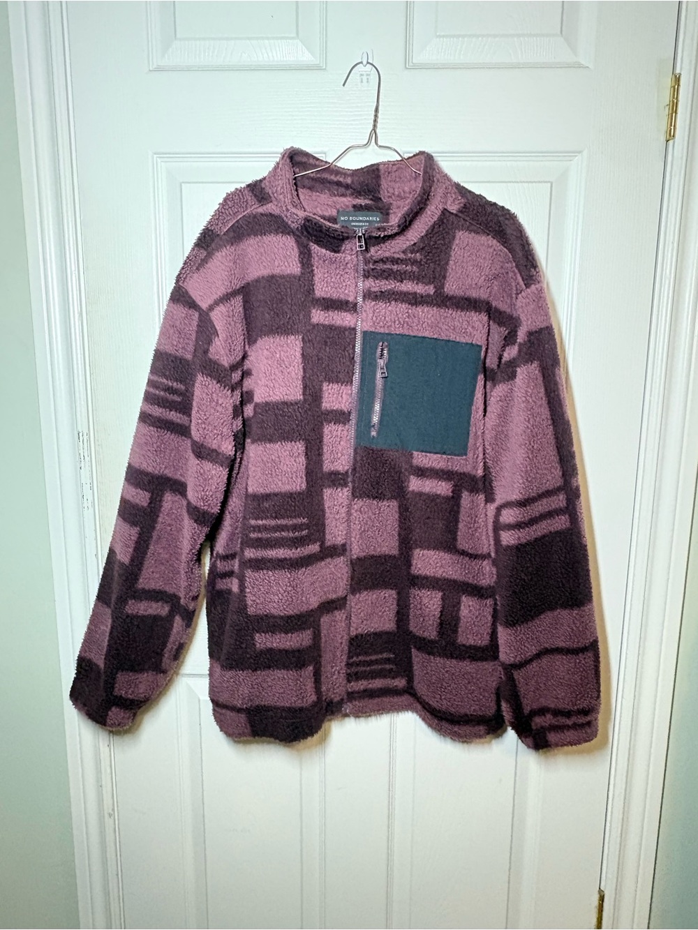 No Boundaries Plush Fleece Jacket in Plum